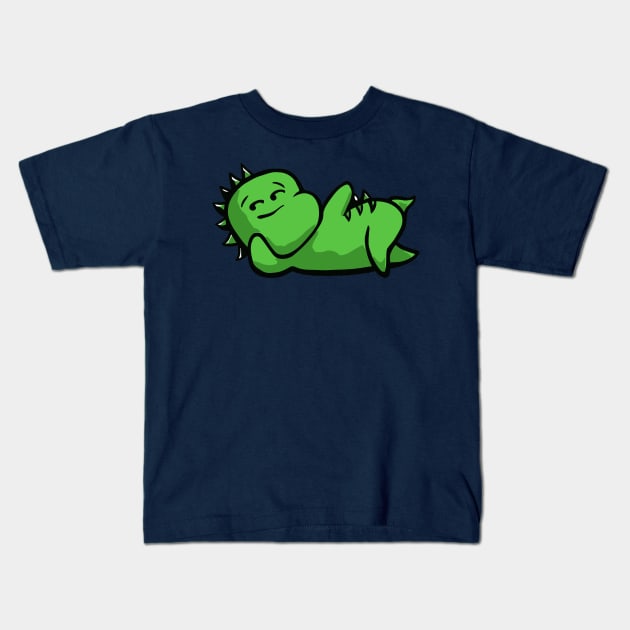 Smirking Dinosaur Kids T-Shirt by jennlie